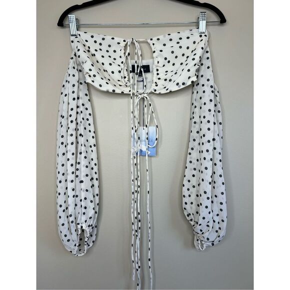 Majorelle Mattie Crop Top in Black & Cream Dot - Picture 3 of 7